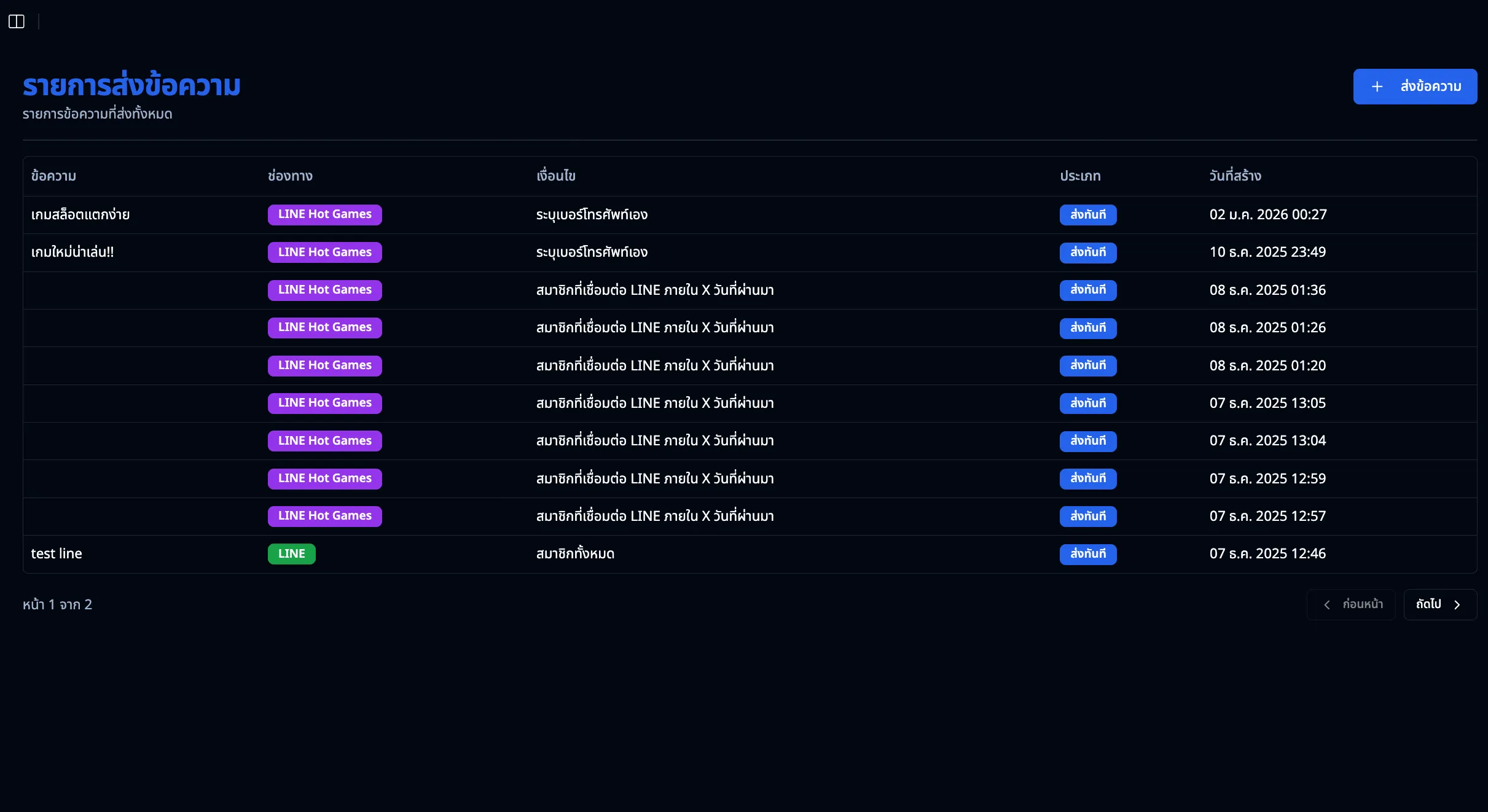 ส่งข้อความอัตโนมัติผ่าน LINE และ SMS